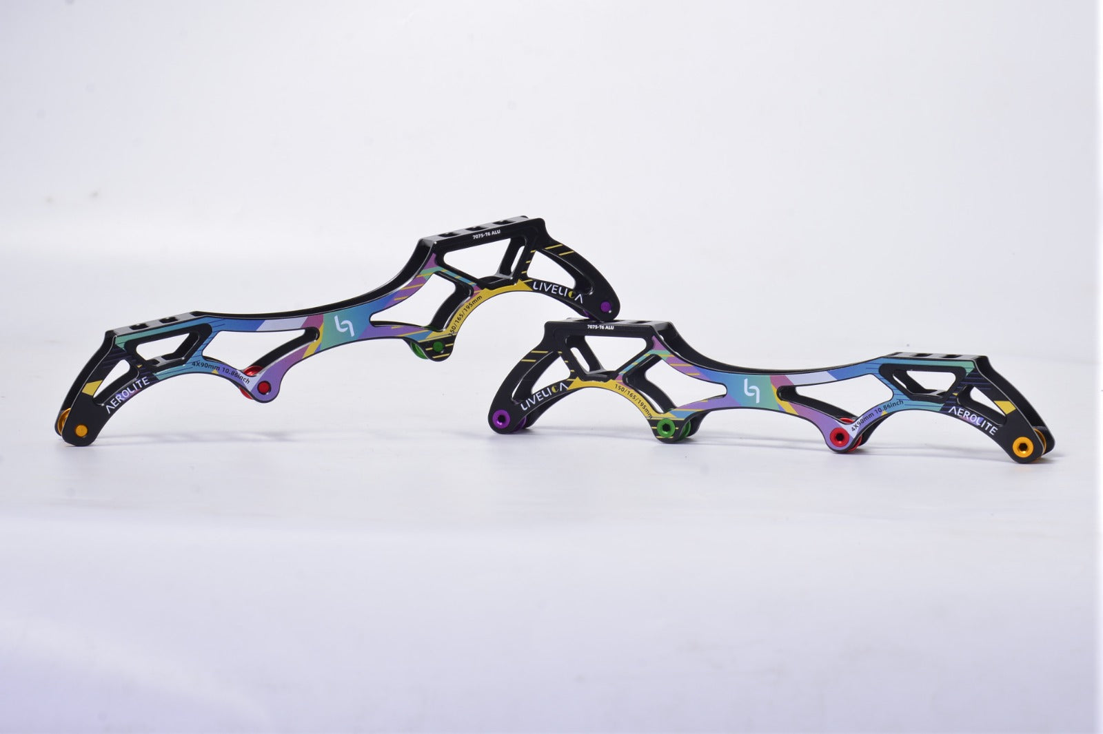 LiveLica Aerolite 4x90 inline speed skating frame, a light low four wheel platform suited to junior racers
