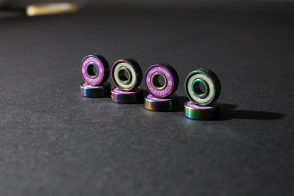 Power Bearings Colorful Titanium Ceramic bearings, close up