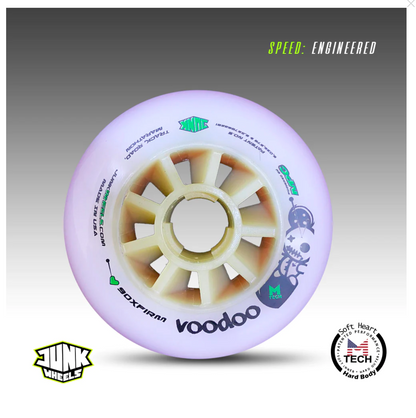 JUNK Voodoo XFirm wheels, close up of urethane
